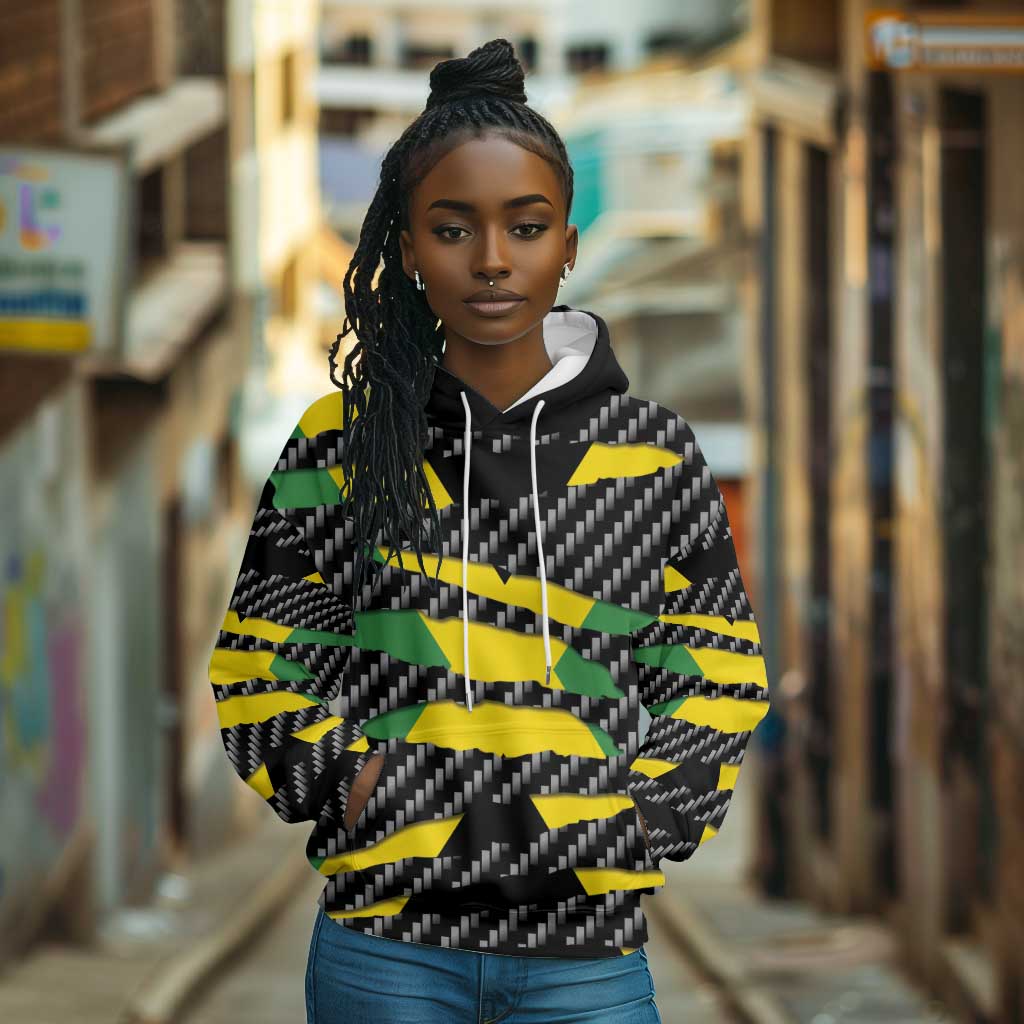 Black Jamaicans Jamaica Beast Hoodie Ripped Flag Graphic - African Pride