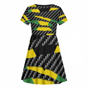 Black Jamaicans Jamaica Beast Kid Short Sleeve Dress Ripped Flag Graphic LT19