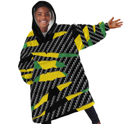 Black Jamaicans Jamaica Beast Kid Wearable Blanket Hoodie Ripped Flag Graphic - African Pride