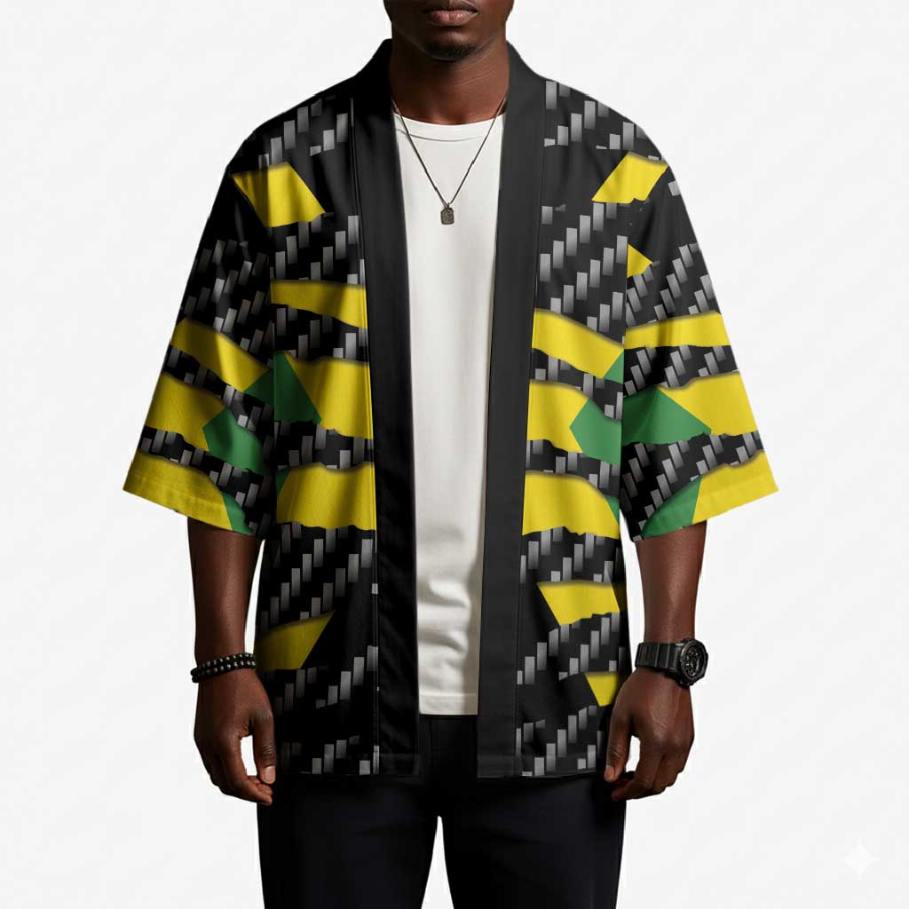 Black Jamaicans Jamaica Beast Kimono Ripped Flag Graphic