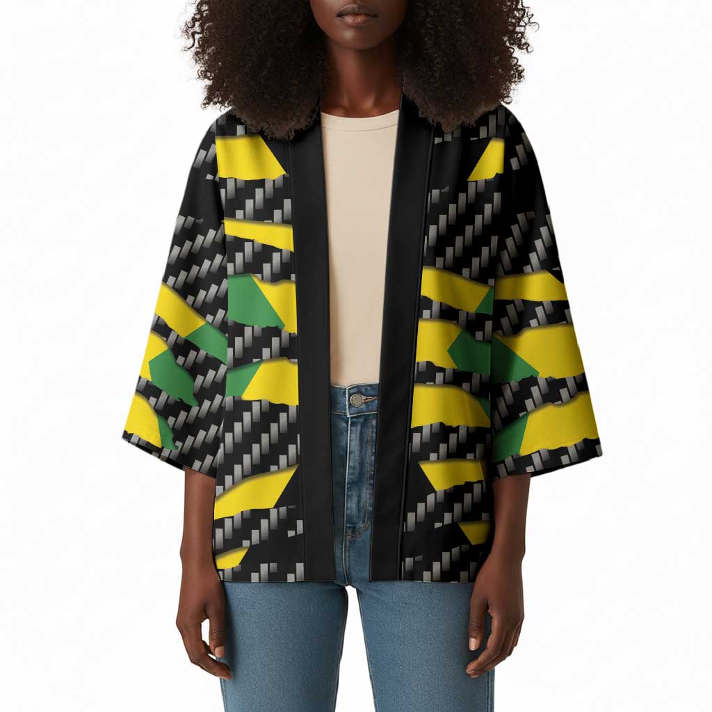 Black Jamaicans Jamaica Beast Kimono Ripped Flag Graphic