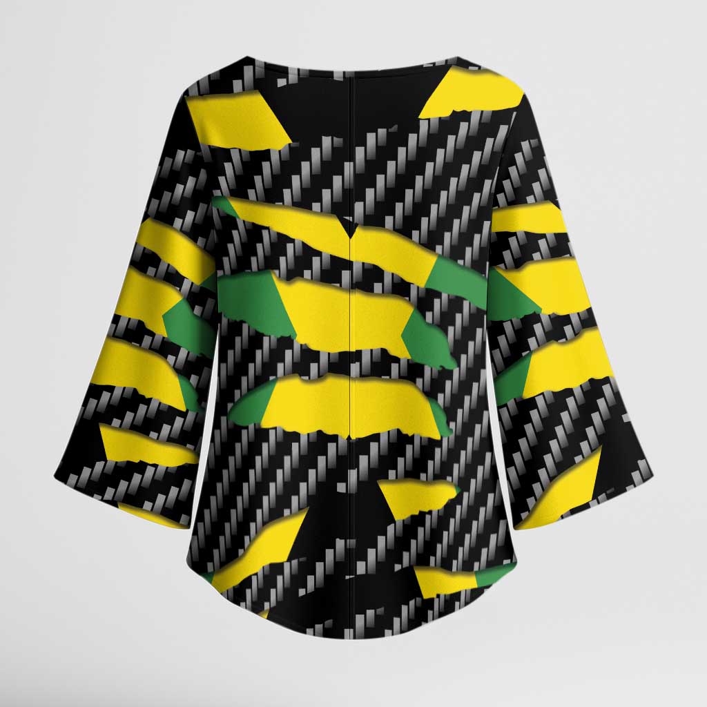 Black Jamaicans Jamaica Beast Kimono Sleeve Blouse Ripped Flag Graphic