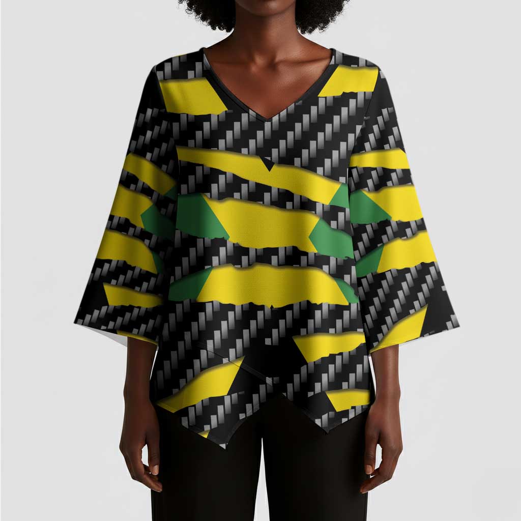 Black Jamaicans Jamaica Beast Kimono Sleeve Blouse Ripped Flag Graphic