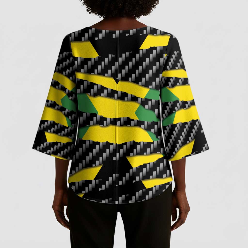 Black Jamaicans Jamaica Beast Kimono Sleeve Blouse Ripped Flag Graphic