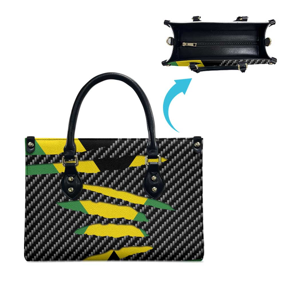 Black Jamaicans Jamaica Beast Leather Bag Ripped Flag Graphic