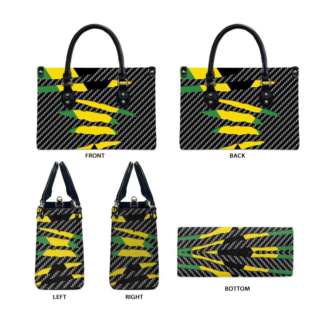 Black Jamaicans Jamaica Beast Leather Bag Ripped Flag Graphic