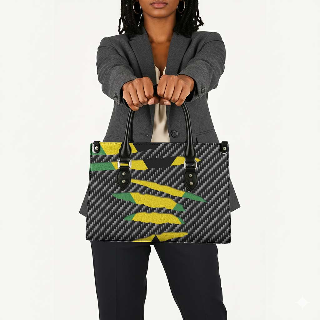 Black Jamaicans Jamaica Beast Leather Bag Ripped Flag Graphic