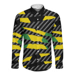 Black Jamaicans Jamaica Beast Long Sleeve Button Shirt Ripped Flag Graphic - African Pride