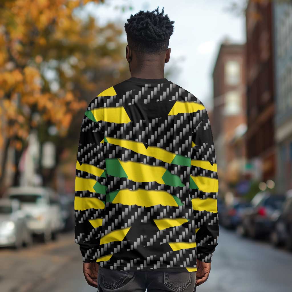 Black Jamaicans Jamaica Beast Long Sleeve Shirt Ripped Flag Graphic - African Pride
