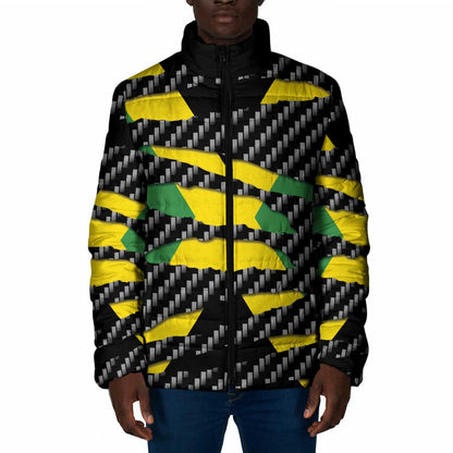 Black Jamaicans Jamaica Beast Padded Jacket Ripped Flag Graphic
