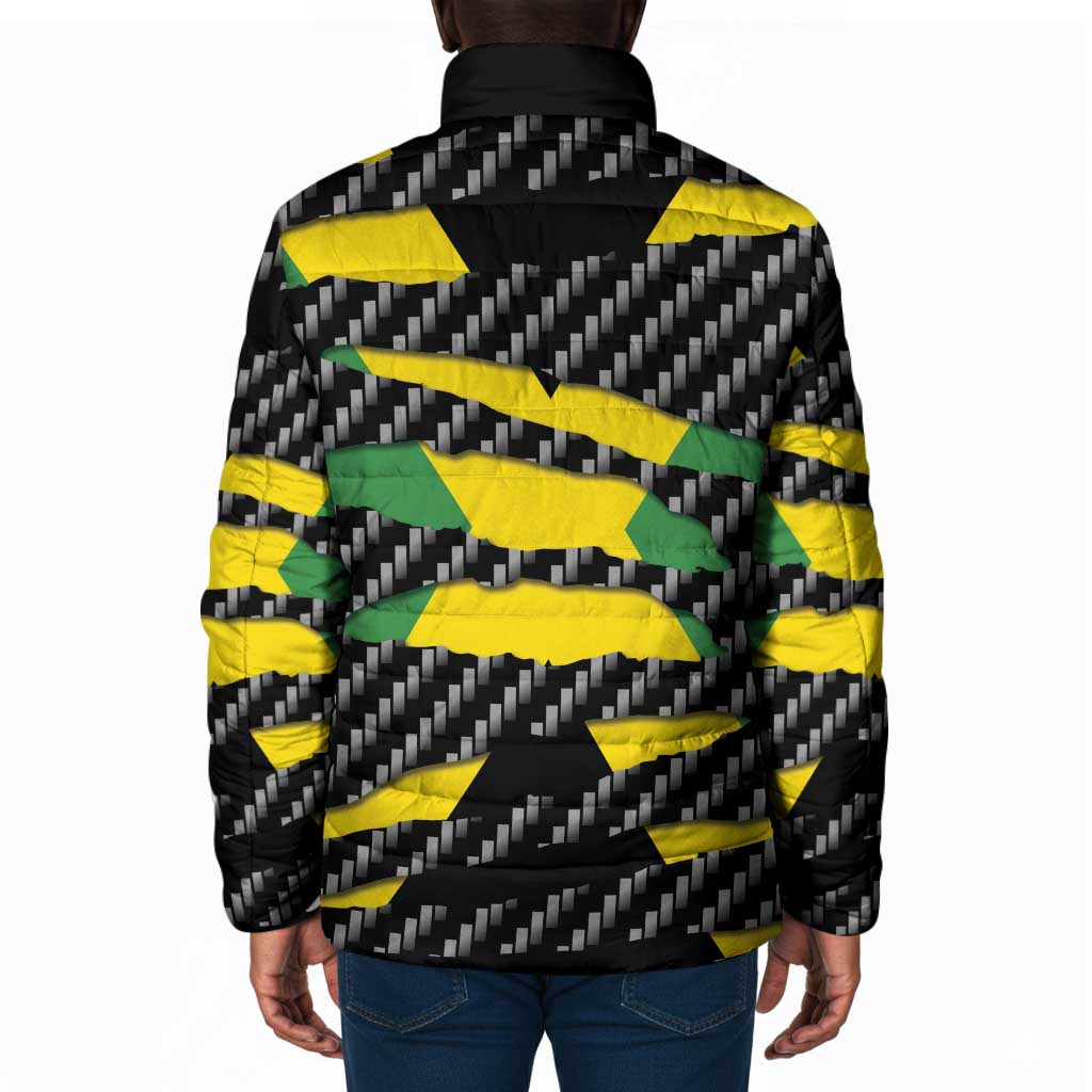 Black Jamaicans Jamaica Beast Padded Jacket Ripped Flag Graphic