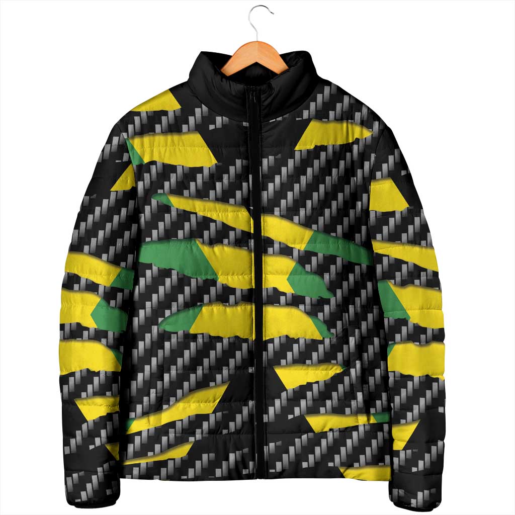 Black Jamaicans Jamaica Beast Padded Jacket Ripped Flag Graphic