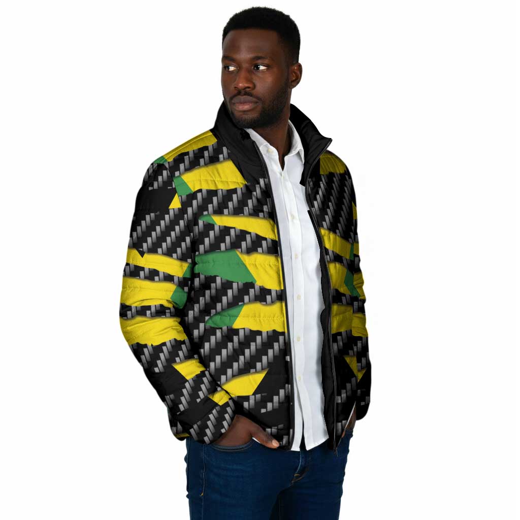 Black Jamaicans Jamaica Beast Padded Jacket Ripped Flag Graphic