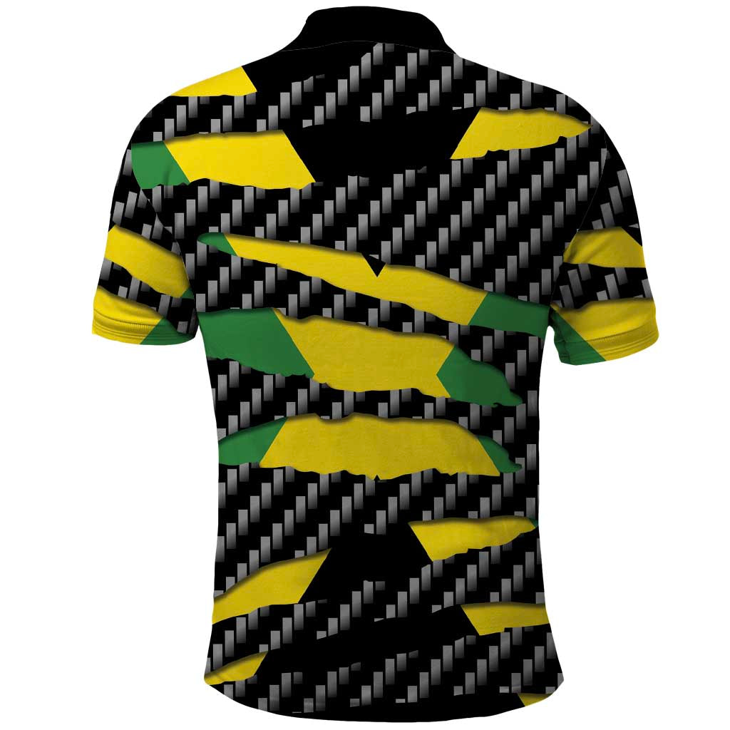 Black Jamaicans Jamaica Beast Polo Shirt Ripped Flag Graphic LT19