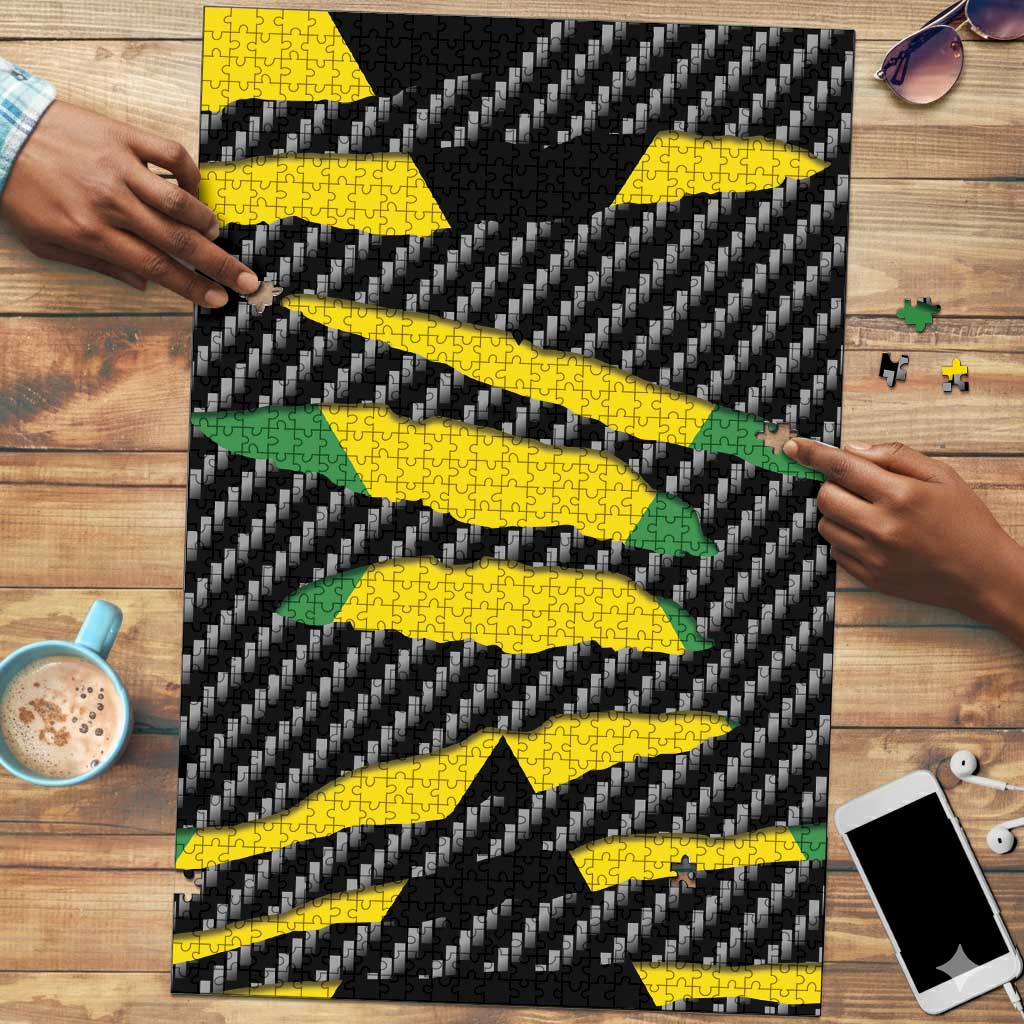 Black Jamaicans Jamaica Beast Puzzle Ripped Flag Graphic