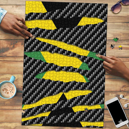 Black Jamaicans Jamaica Beast Puzzle Ripped Flag Graphic