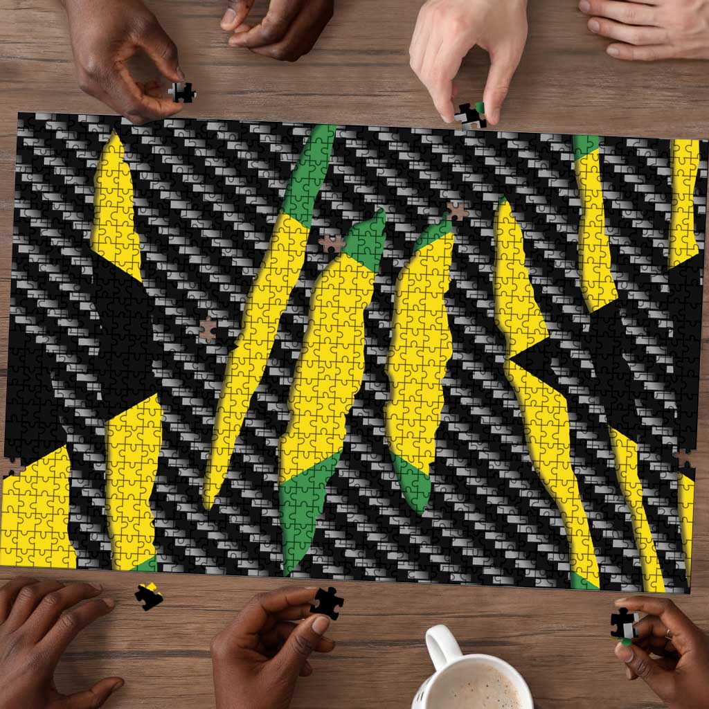 Black Jamaicans Jamaica Beast Puzzle Ripped Flag Graphic