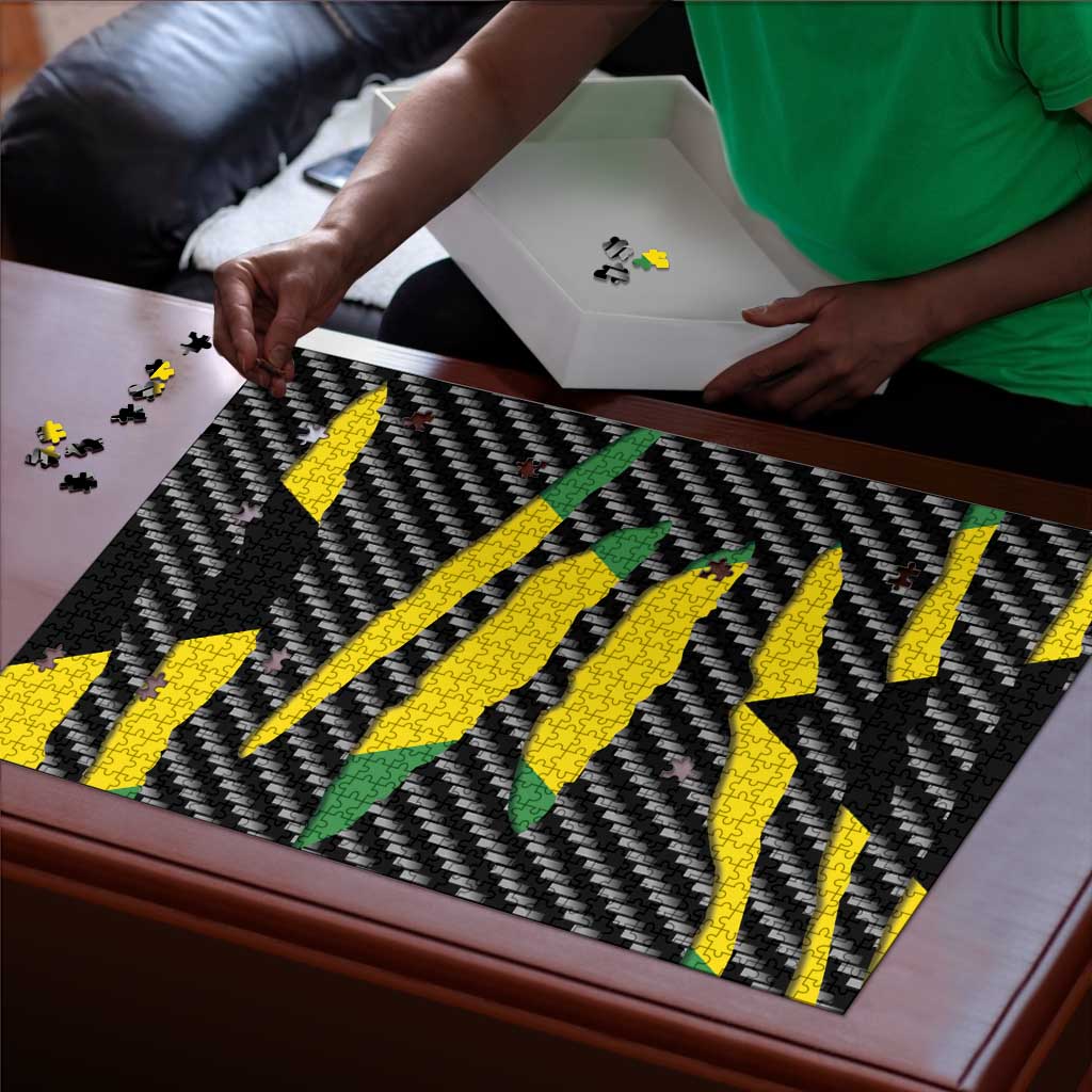 Black Jamaicans Jamaica Beast Puzzle Ripped Flag Graphic