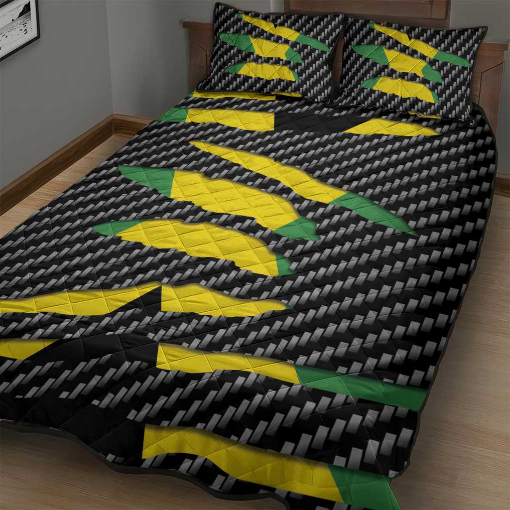 Black Jamaicans Jamaica Beast Quilt Bed Set Ripped Flag Graphic - African Pride