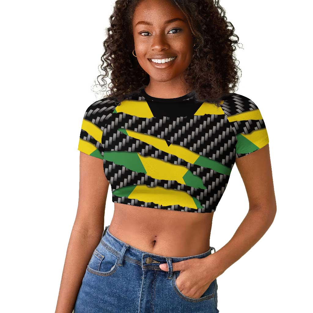 Black Jamaicans Jamaica Beast Raglan Cropped T shirt Ripped Flag Graphic LT19