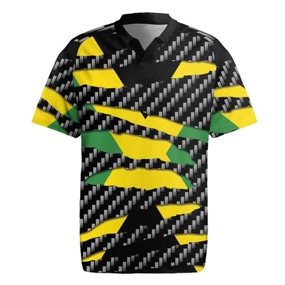 Black Jamaicans Jamaica Beast Rugby Jersey Ripped Flag Graphic LT19