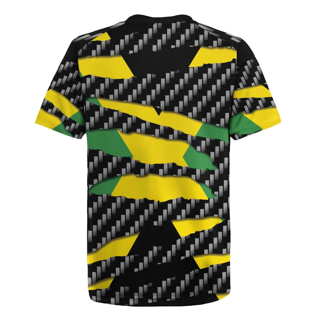 Black Jamaicans Jamaica Beast Rugby Jersey Ripped Flag Graphic LT19