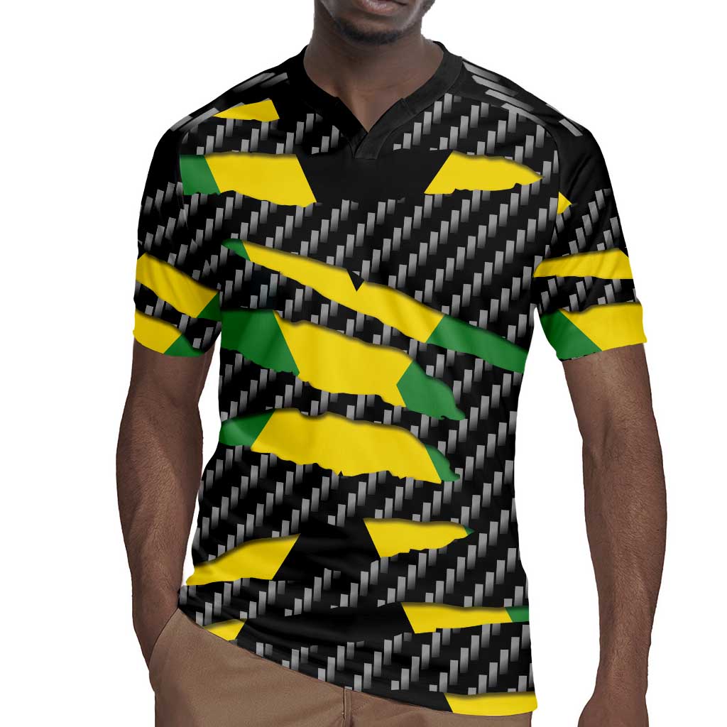 Black Jamaicans Jamaica Beast Rugby Jersey Ripped Flag Graphic LT19