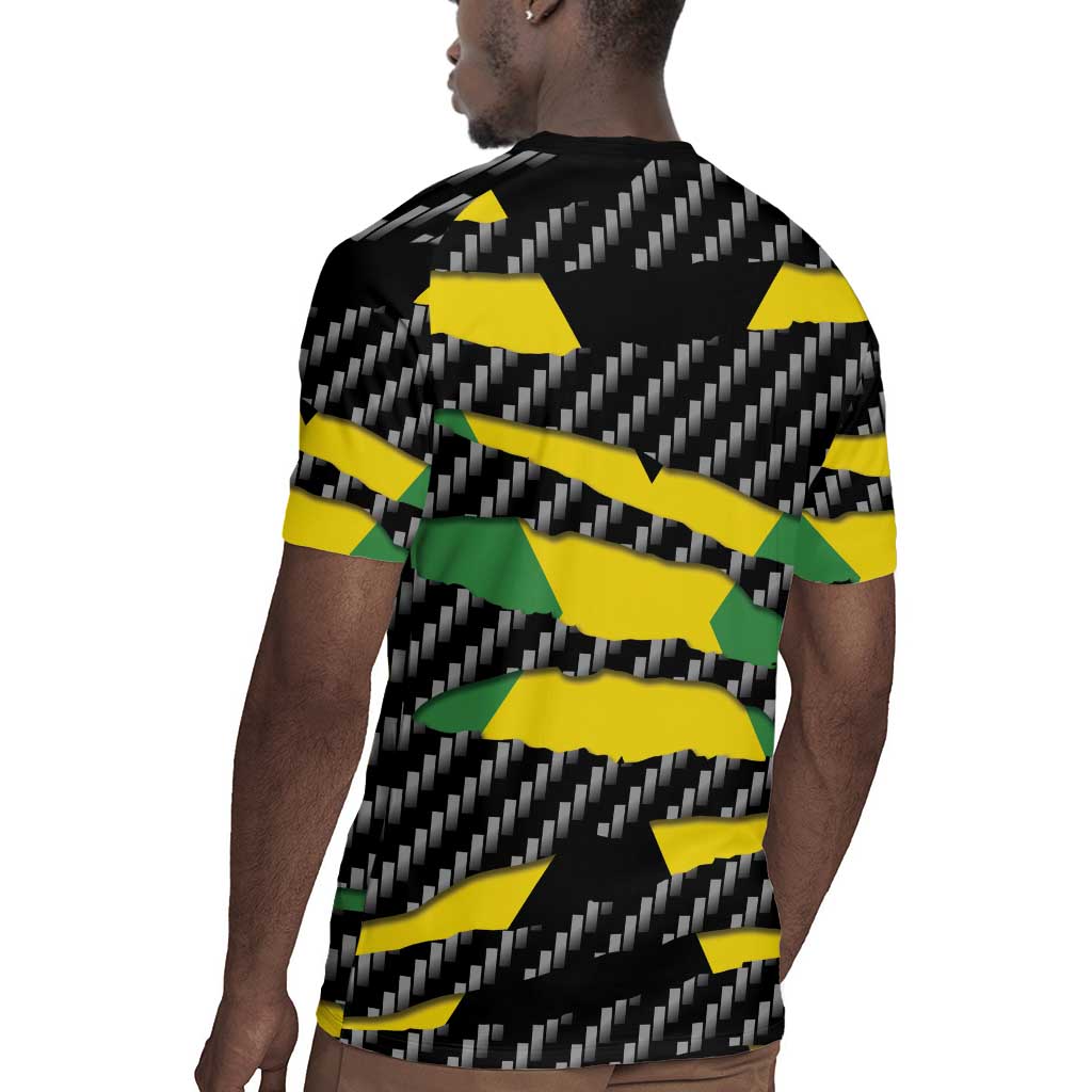 Black Jamaicans Jamaica Beast Rugby Jersey Ripped Flag Graphic LT19