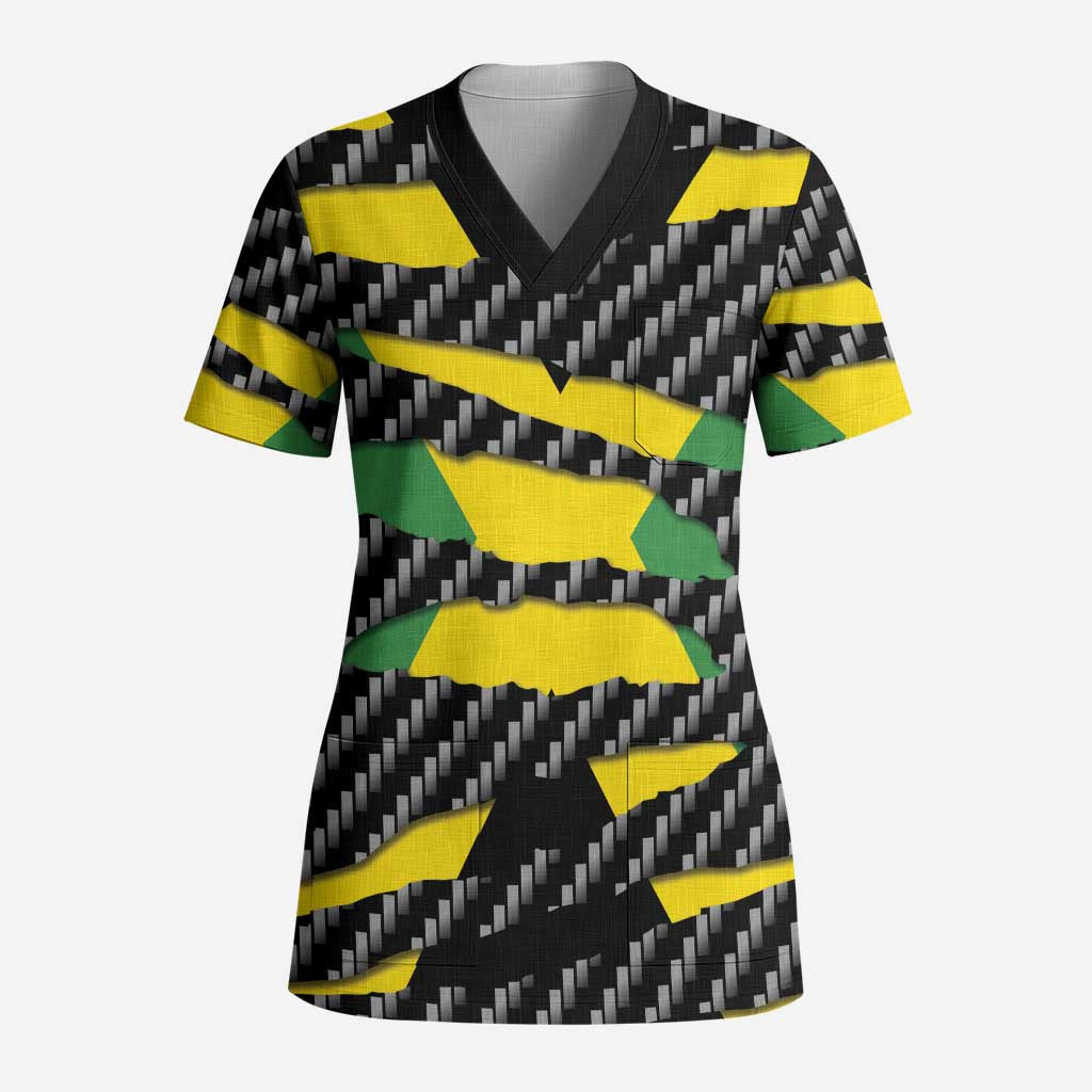Black Jamaicans Jamaica Beast Scrub Top Ripped Flag Graphic - African Pride