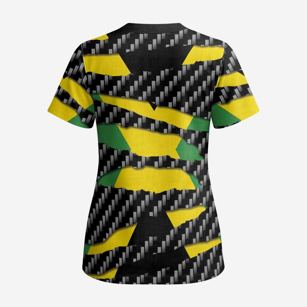 Black Jamaicans Jamaica Beast Scrub Top Ripped Flag Graphic - African Pride