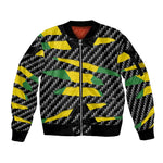 Black Jamaicans Jamaica Beast Sleeve Zip Bomber Jacket Ripped Flag Graphic - African Pride