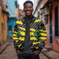 Black Jamaicans Jamaica Beast Sleeve Zip Bomber Jacket Ripped Flag Graphic - African Pride