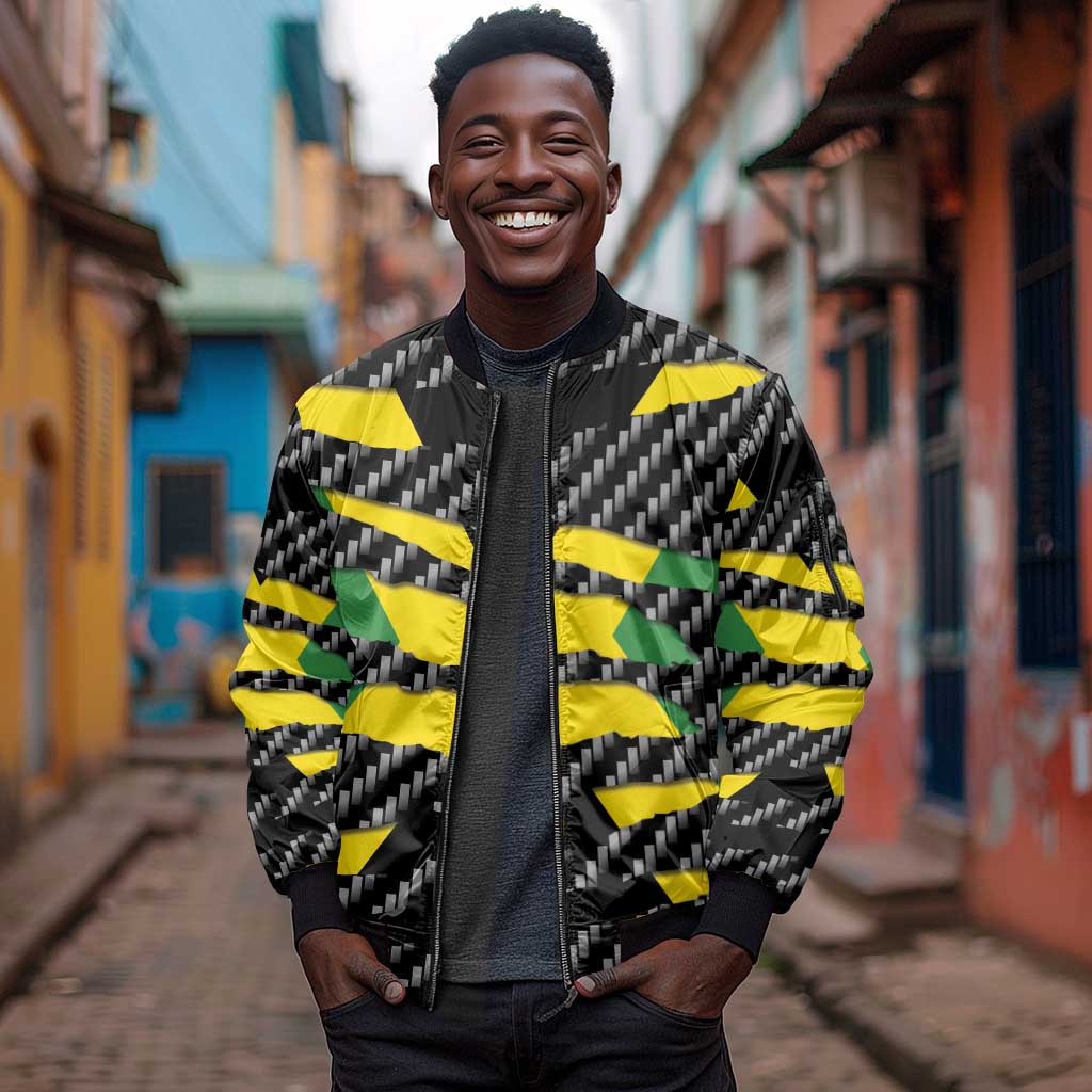 Black Jamaicans Jamaica Beast Sleeve Zip Bomber Jacket Ripped Flag Graphic - African Pride
