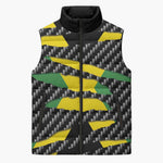 Black Jamaicans Jamaica Beast Sleeveless Puffer Jacket Ripped Flag Graphic