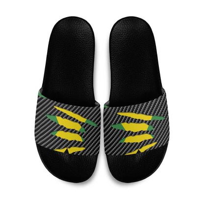 Black Jamaicans Jamaica Beast Slide Sandals Ripped Flag Graphic
