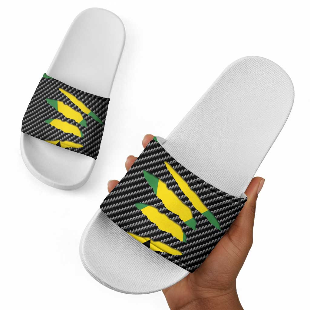 Black Jamaicans Jamaica Beast Slide Sandals Ripped Flag Graphic