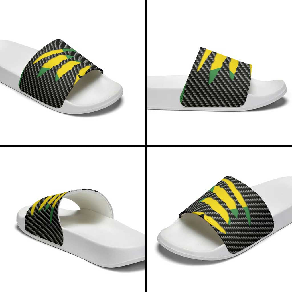 Black Jamaicans Jamaica Beast Slide Sandals Ripped Flag Graphic