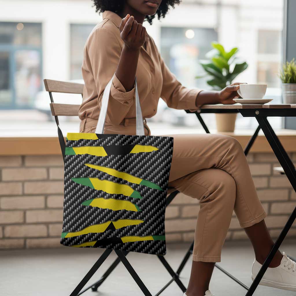 Black Jamaicans Jamaica Beast Tote Bag Ripped Flag Graphic