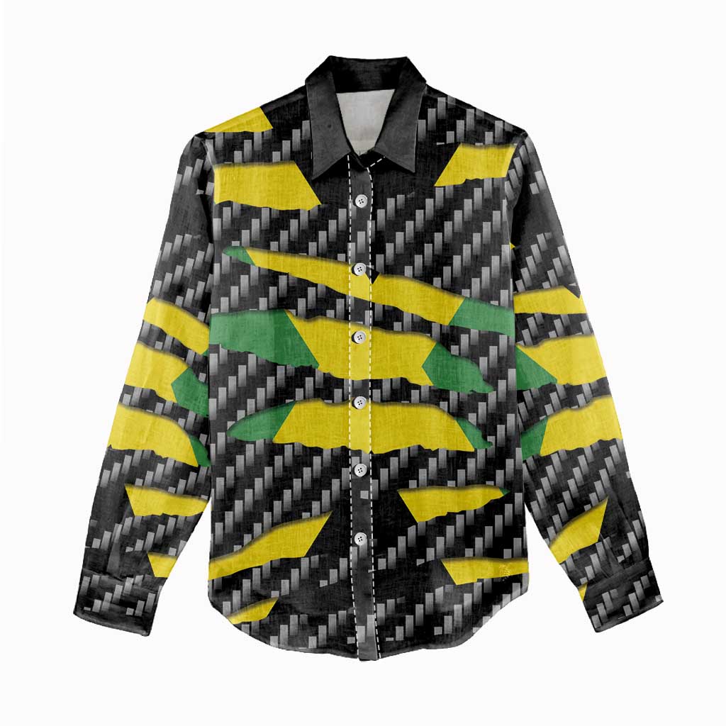 Black Jamaicans Jamaica Beast Women Casual Shirt Ripped Flag Graphic - African Pride