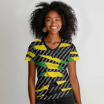 Black Jamaicans Jamaica Beast Women V-Neck T-Shirt Ripped Flag Graphic LT19