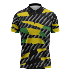 Black Jamaicans Jamaica Beast Zipper Polo Shirt Ripped Flag Graphic
