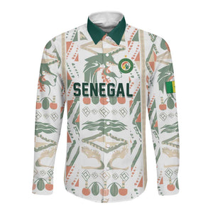 Custom World Football 2026 Senegal Long Sleeve Button Shirt Lions of Teranga Spirit