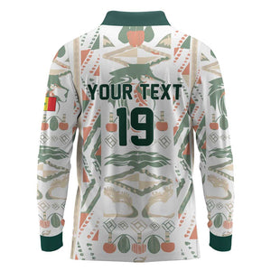 Custom World Football 2026 Senegal Long Sleeve Polo Shirt Lions of Teranga Spirit