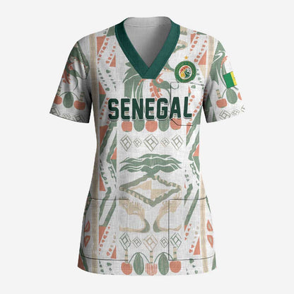 Custom World Football 2026 Senegal Scrub Top Lions of Teranga Spirit