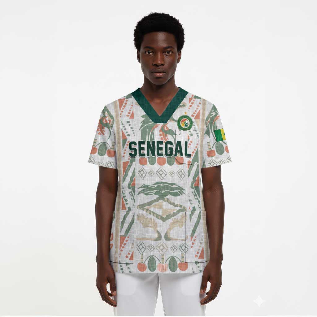 Custom World Football 2026 Senegal Scrub Top Lions of Teranga Spirit