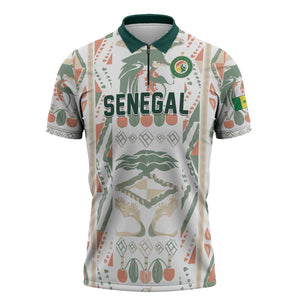 Custom World Football 2026 Senegal Zipper Polo Shirt Lions of Teranga Spirit