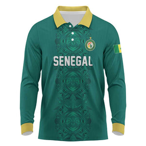 Custom World Football 2026 Senegal Long Sleeve Polo Shirt Pride of the African Lions