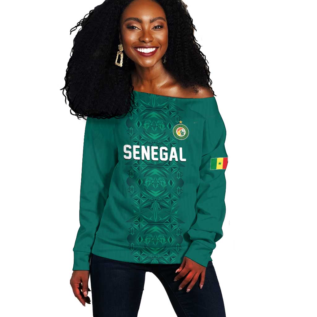 Custom World Football 2026 Senegal Off Shoulder Sweater Pride of the African Lions
