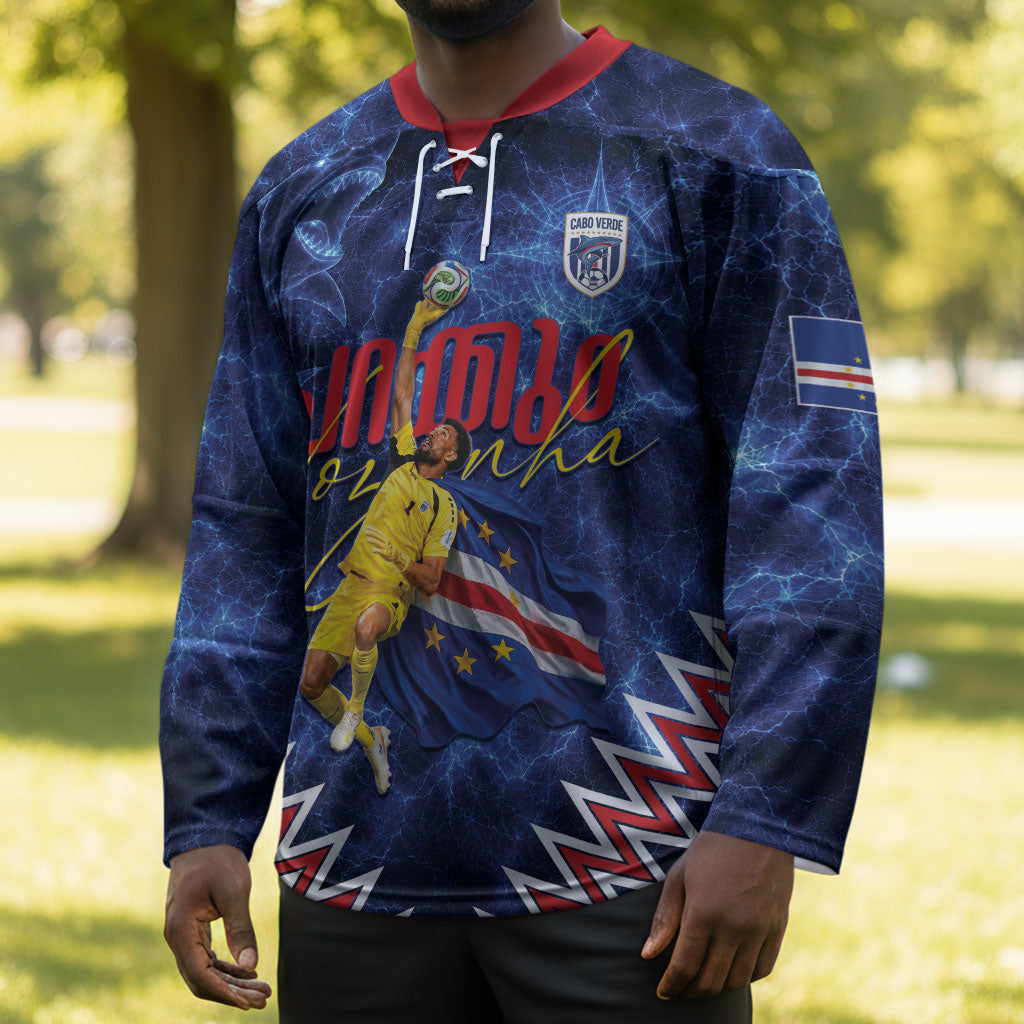 Cabo Verde Goalkeeper Vozinha Hockey Jersey The Blue Wall Legend Glory