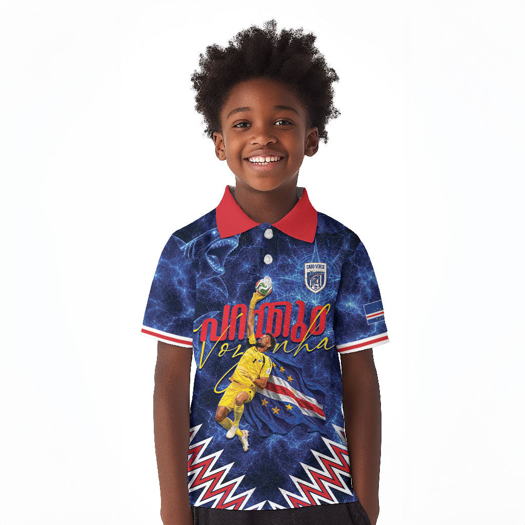 Cabo Verde Goalkeeper Vozinha Kid Polo Shirt The Blue Wall Legend Glory
